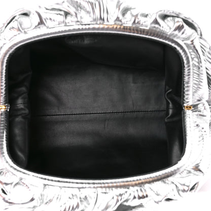 Bottega Veneta Metallic Bark Calfskin Embossed The Pouch Oversized Clutch Silver 5 of 11