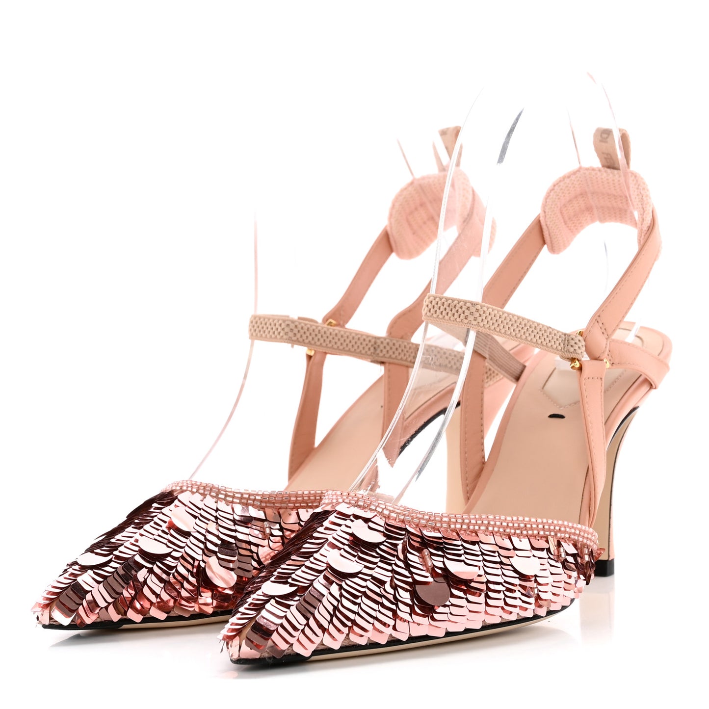 Organza Paillettes Colibri 85mm Slingback Pumps 37 Baby Pink