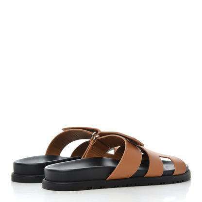 Hermes Calfskin Womens Chypre Sandals 38.5 Gold 4 of 9