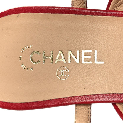 Chanel Lambskin Chain Strap Sandals 39.5 Dark Red 8 of 8