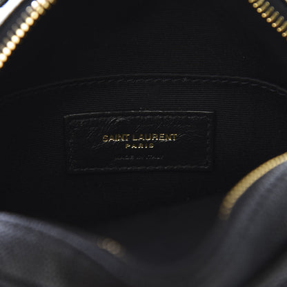 Saint Laurent Grain De Poudre Matelasse Chevron Quilted Round Vinyle Camera Bag Black 7 of 8