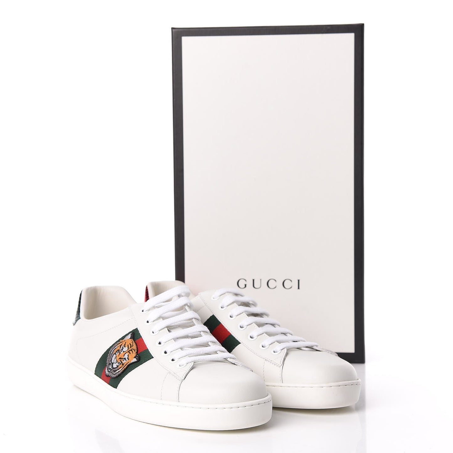 Calfskin Ayers Web Tiger Embroidered Mens Ace Sneakers 9.5 White Green Red