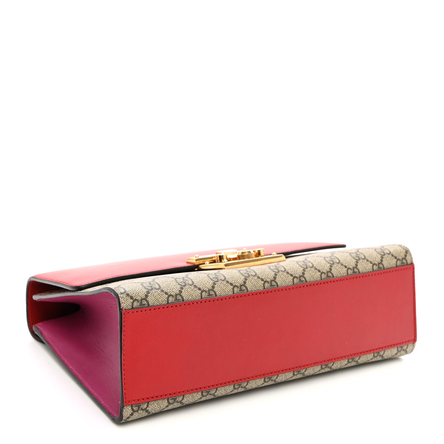 GG Supreme Monogram Calfskin Medium Padlock Shoulder Bag Beige Hibiscus Red New Rosette