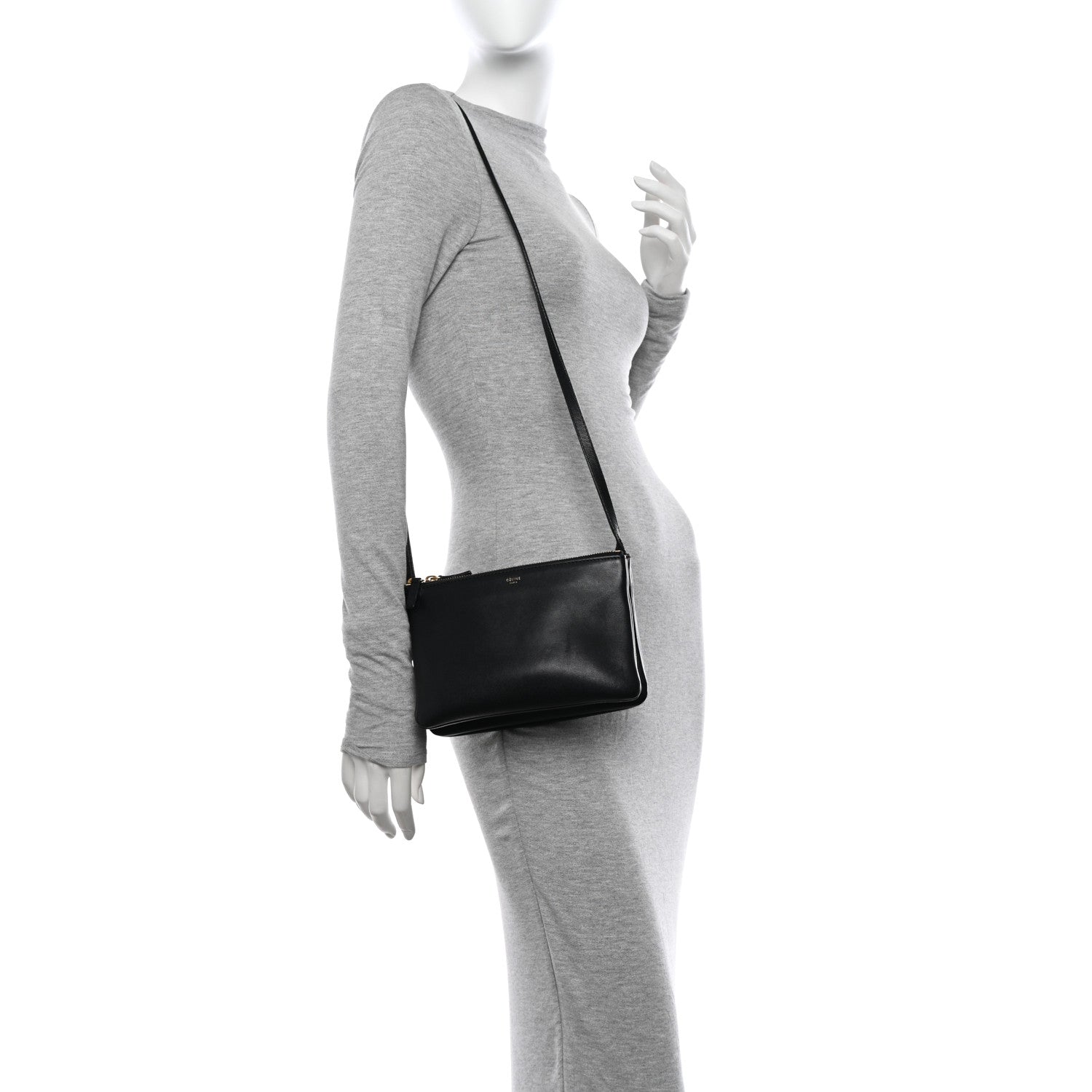 Celine Lambskin Small Trio Crossbody Bag Black 2 of 14