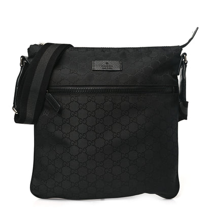 Gucci Nylon Monogram Medium Flat Messenger Bag Black 1 of 10