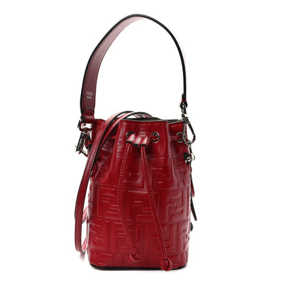 Fendi Vitello Liberty F is Fendi FF 1974 Embossed Mini Mon Tresor Bucket Bag Fragola 1 of 10
