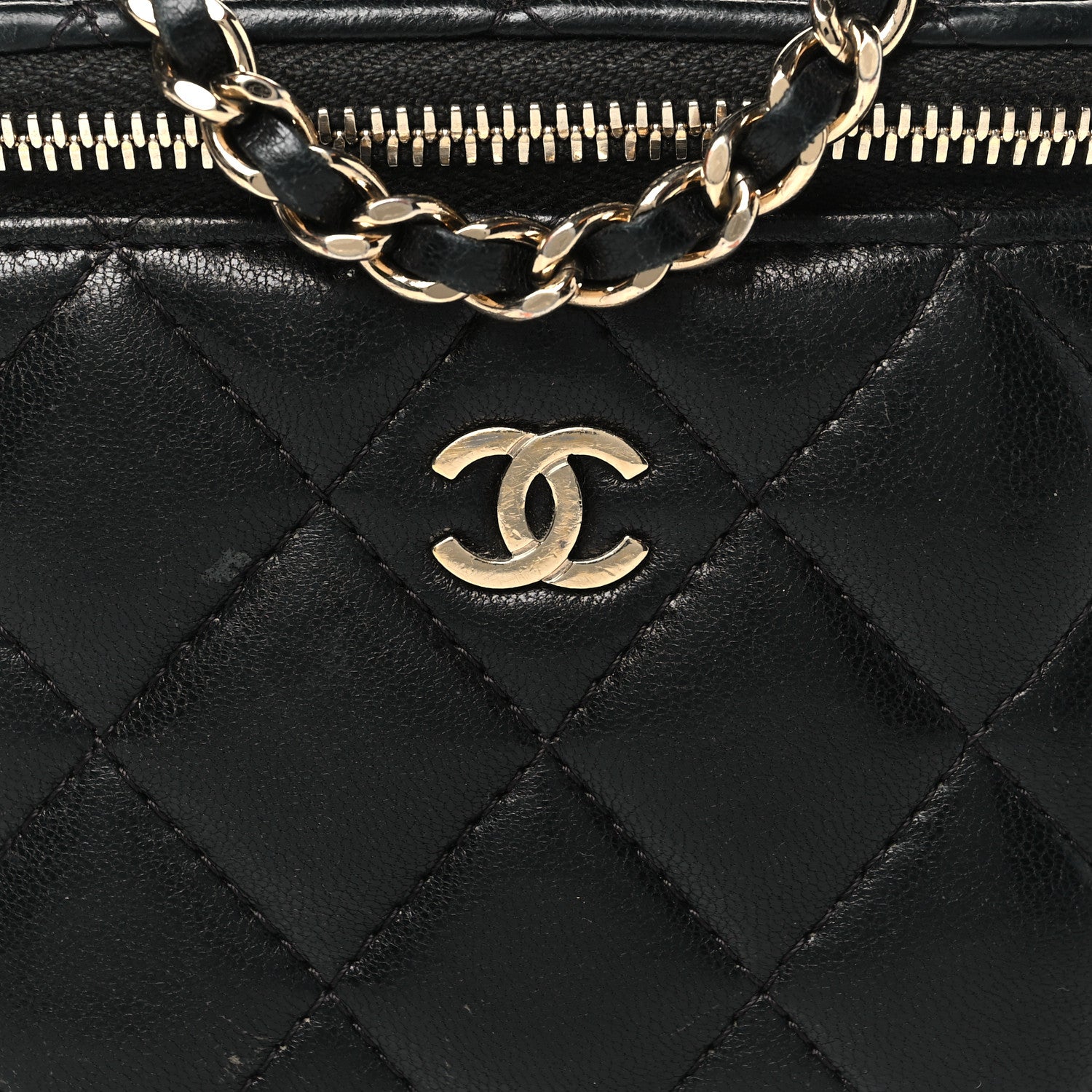 Chanel Lambskin Quilted Mini Vanity Case With Chain Black 8 of 15