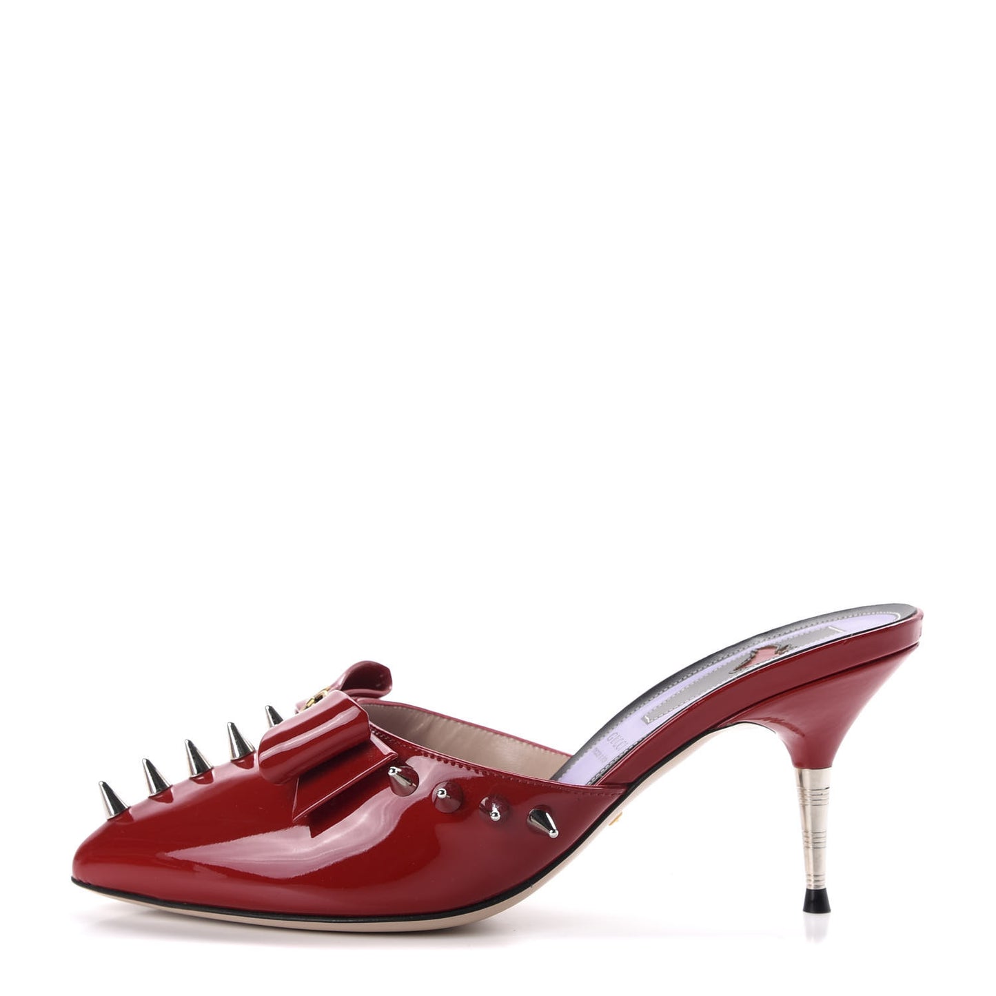 Patent GG Bow Sadie Spike Mid Heel Mules 37 Red