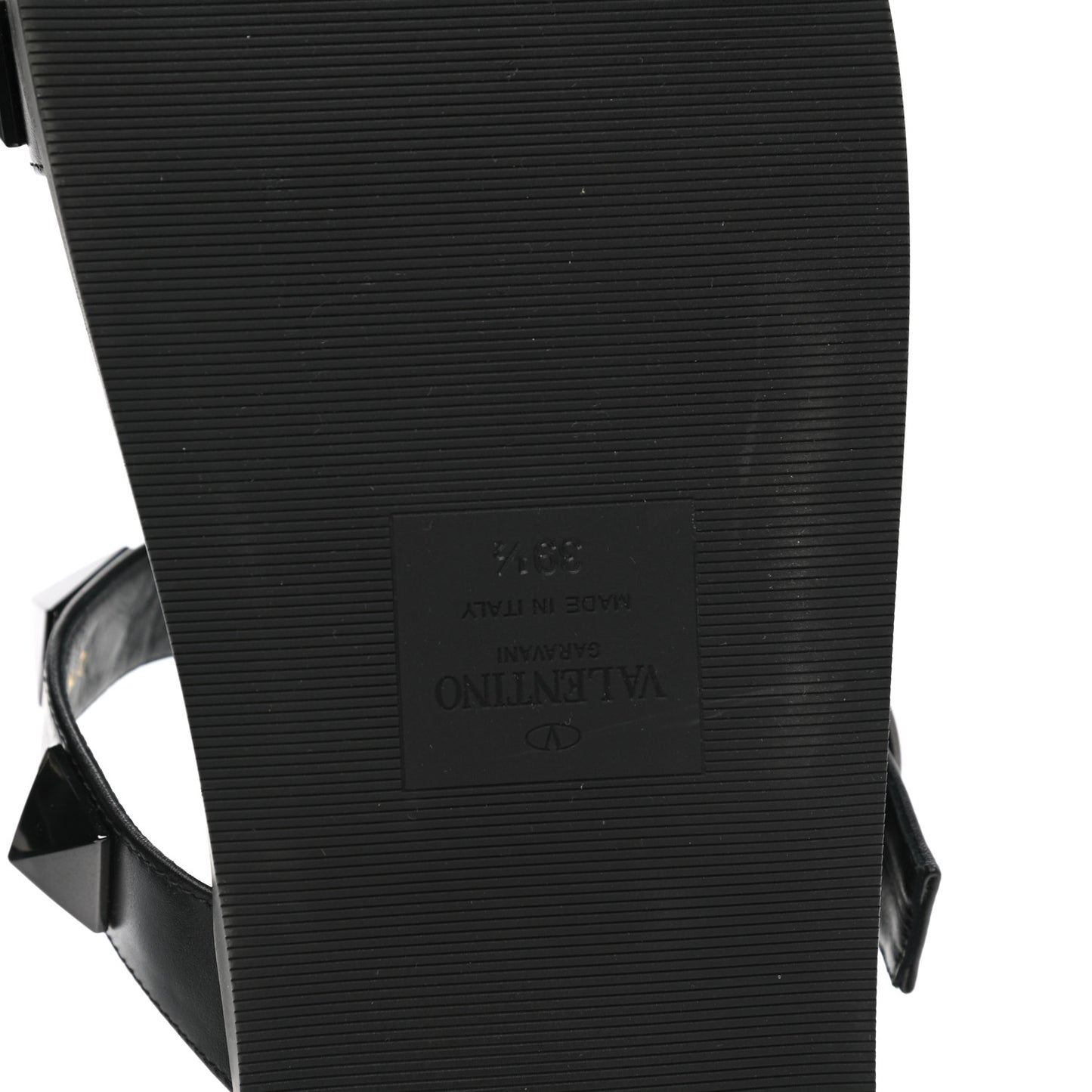 Calfskin Roman Stud Slide Sandals 39.5 Black