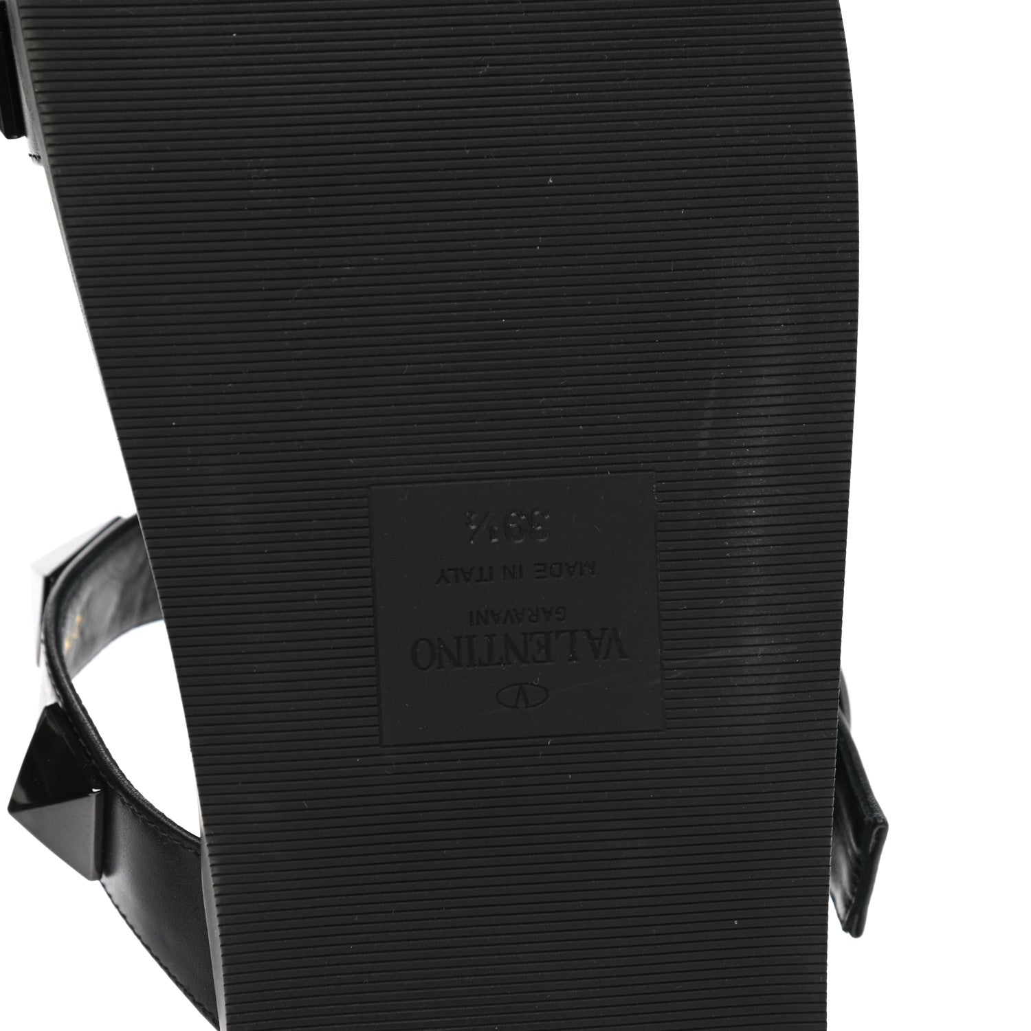 Valentino Garavani Calfskin Roman Stud Slide Sandals 39.5 Black 6 of 10