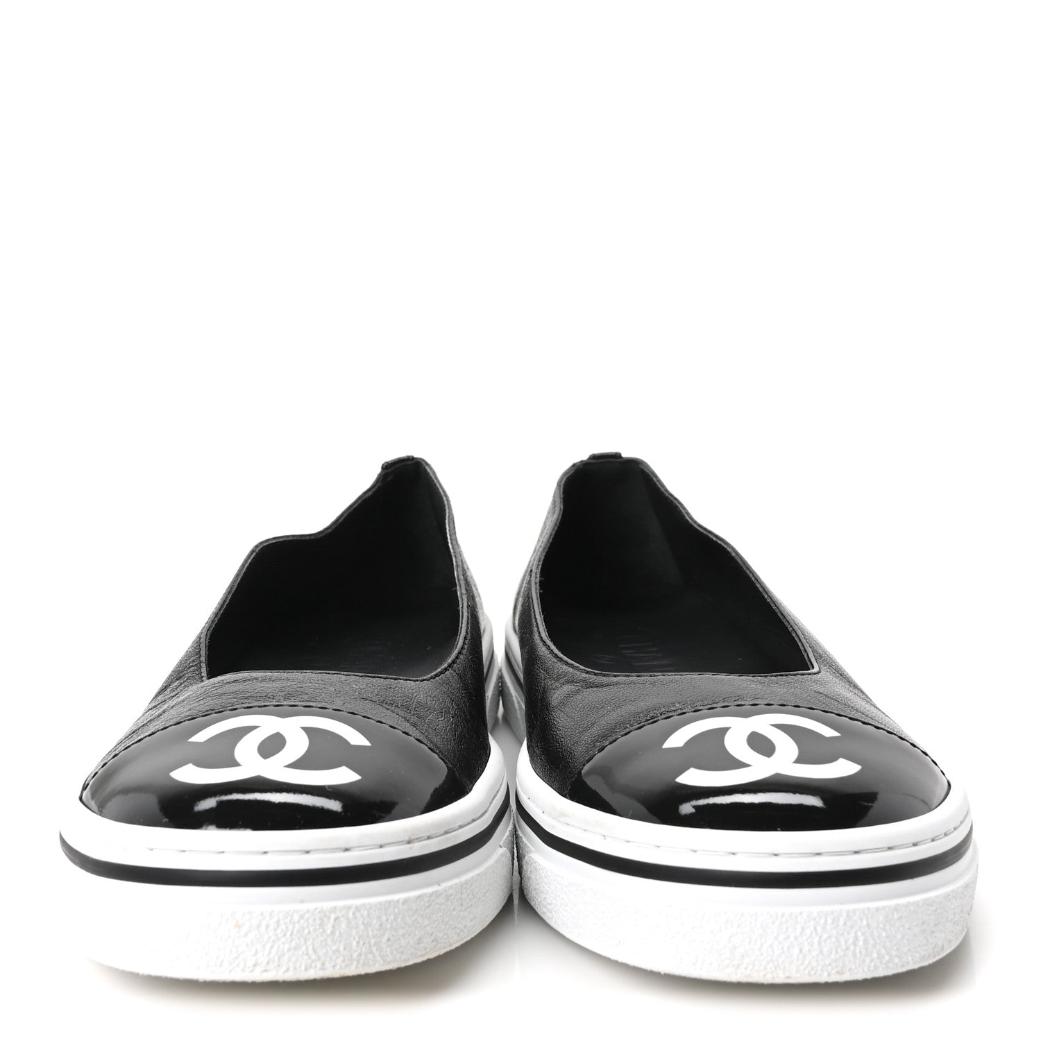 Chanel Crumpled Shiny Lambskin Patent Calfskin CC Ballet Flats 36.5 Black 3 of 10