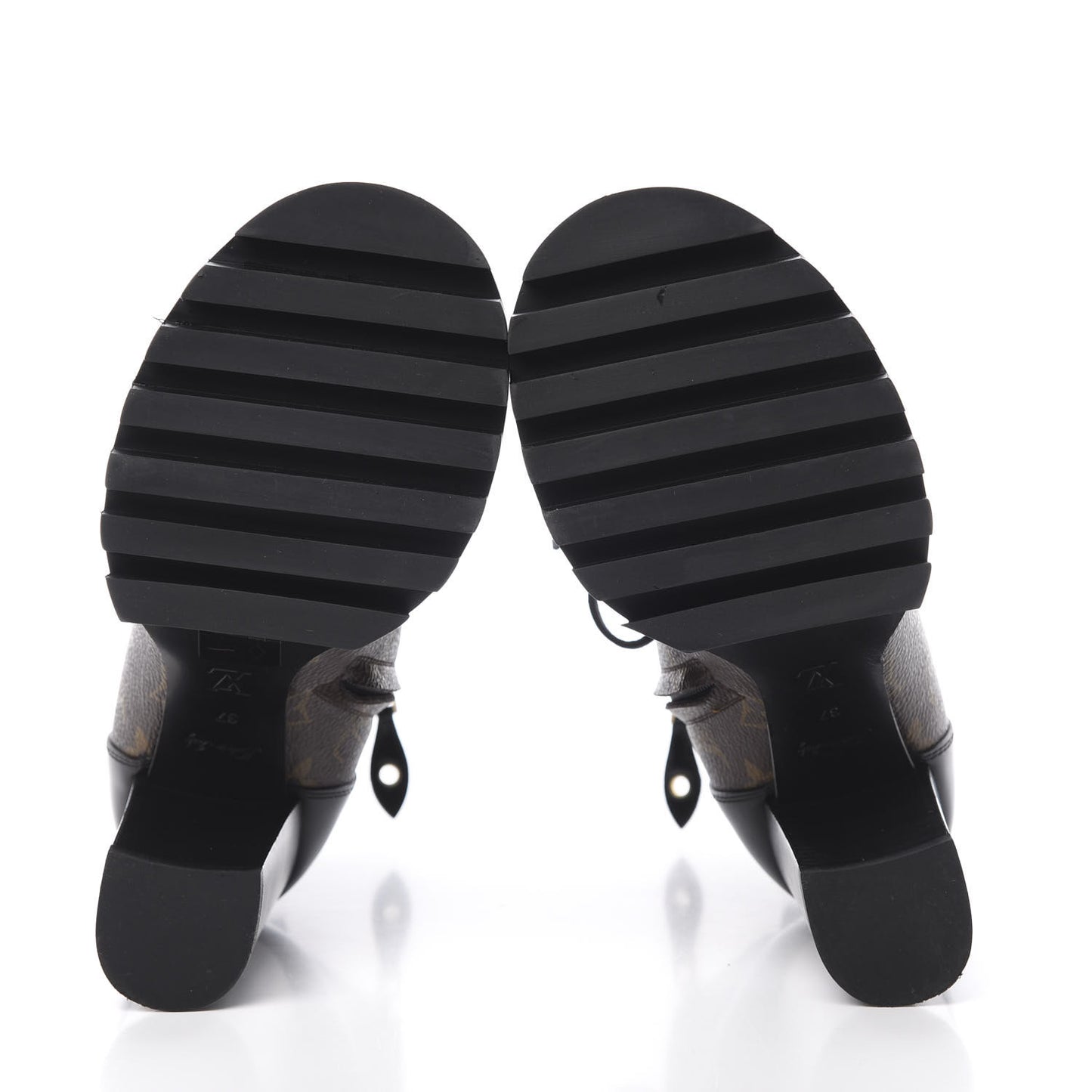 Patent Calfskin Monogram Star Trail Ankle Boots 37 Black