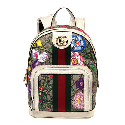 Gucci GG Supreme Monogram Flora Web Small Ophidia Day Backpack White 1 of 12