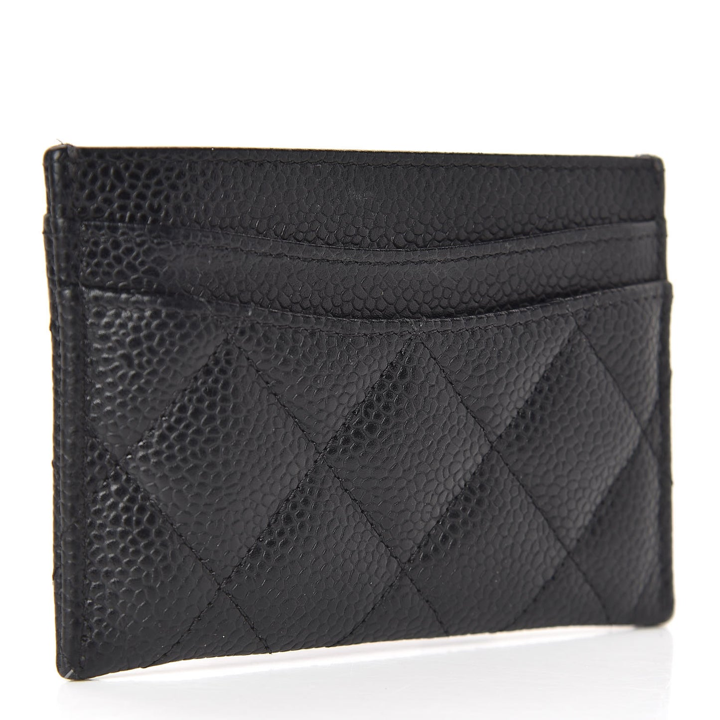 Caviar Quilted Card Holder Black