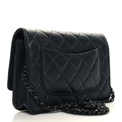 Chanel Lambskin Quilted Wallet On Chain WOC So Black 3 of 12