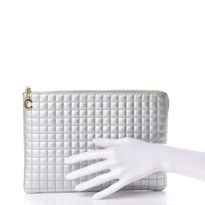 Celine Lambskin Quilted Zip Pouch Grey 2 of 8