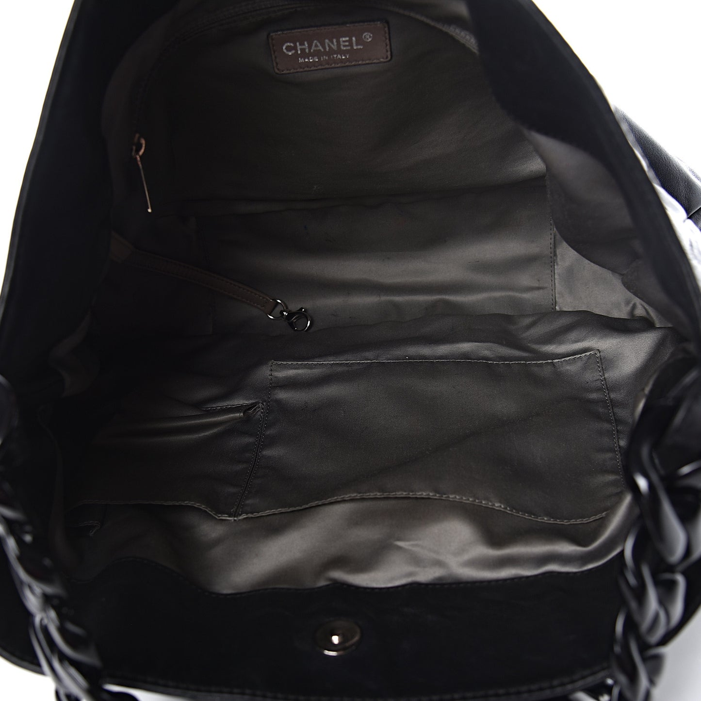 Calfskin Modern Chain Rhodoid Hobo Black