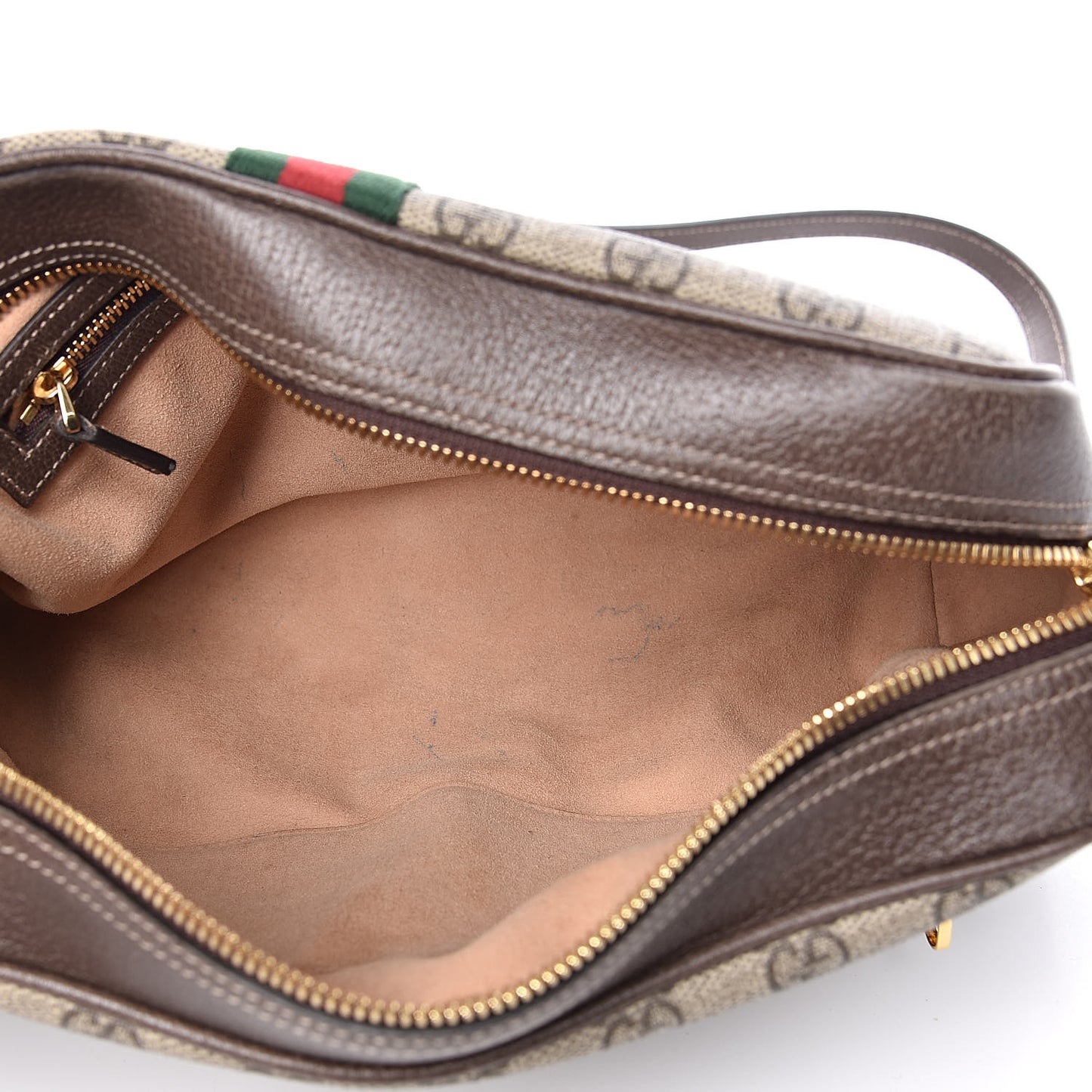 GG Supreme Monogram Web Small Ophidia Shoulder Bag Brown