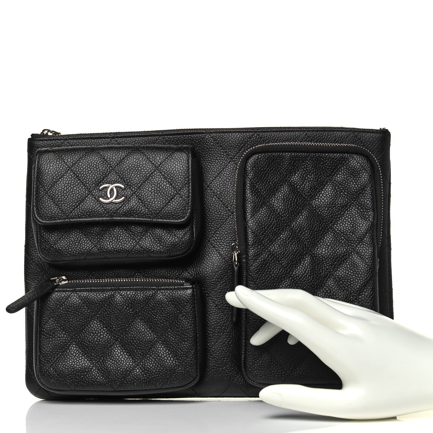 Chanel Caviar Quilted Zipped Multi Pouch Black 2 of 9