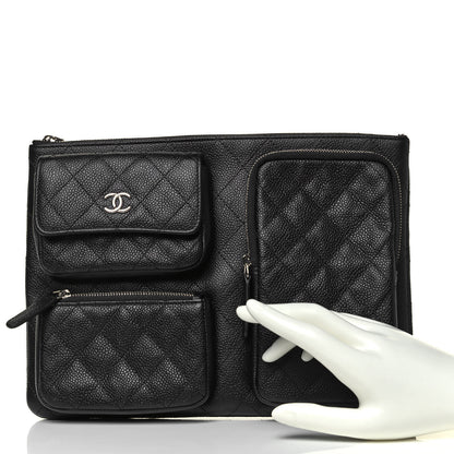 Chanel Caviar Quilted Zipped Multi Pouch Black 2 of 9