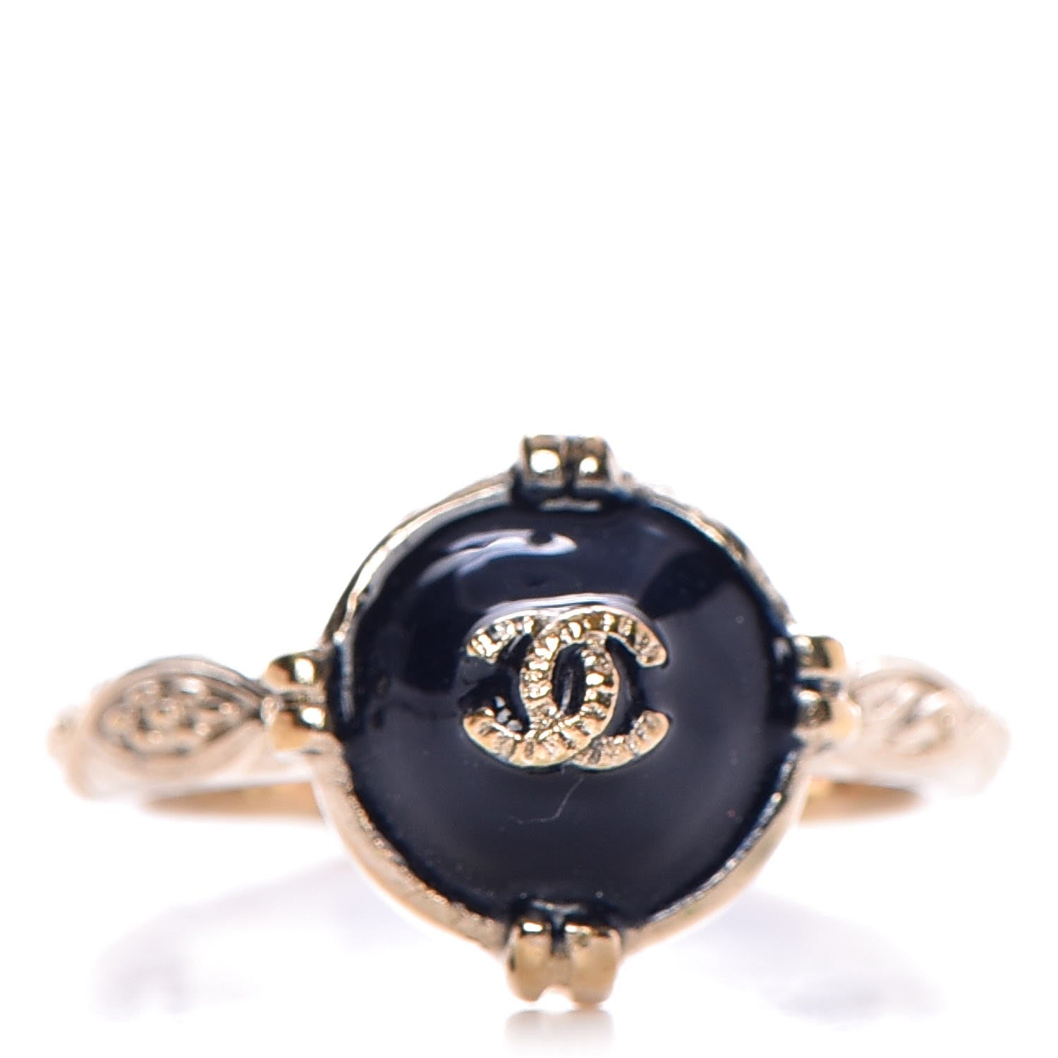 Chanel Enamel CC Ring 5.5 Navy Gold 1 of 5