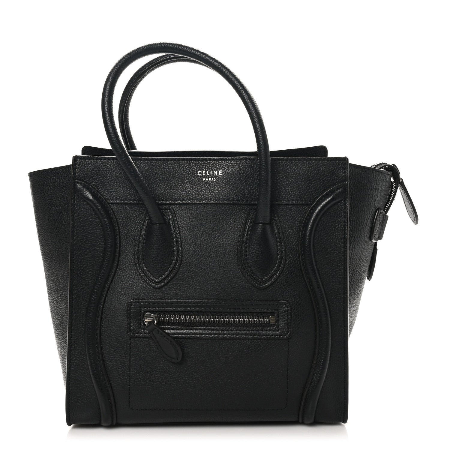 Celine Drummed Calfskin Micro Luggage Black 1 of 9