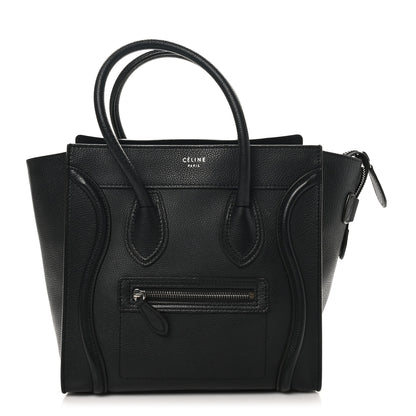 Celine Drummed Calfskin Micro Luggage Black 1 of 9