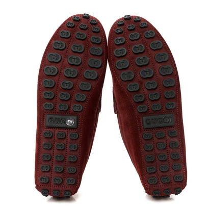 Gucci Suede Mens Horsebit Driver Loafers 8.5 Muse Burgundy 6 of 10