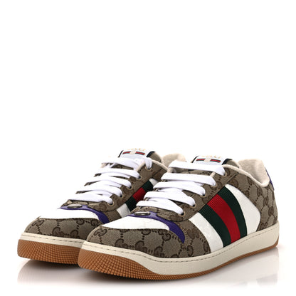 Gucci Calfskin Lame GG Monogram Web Mens Screener Sneakers 10 4 of 10