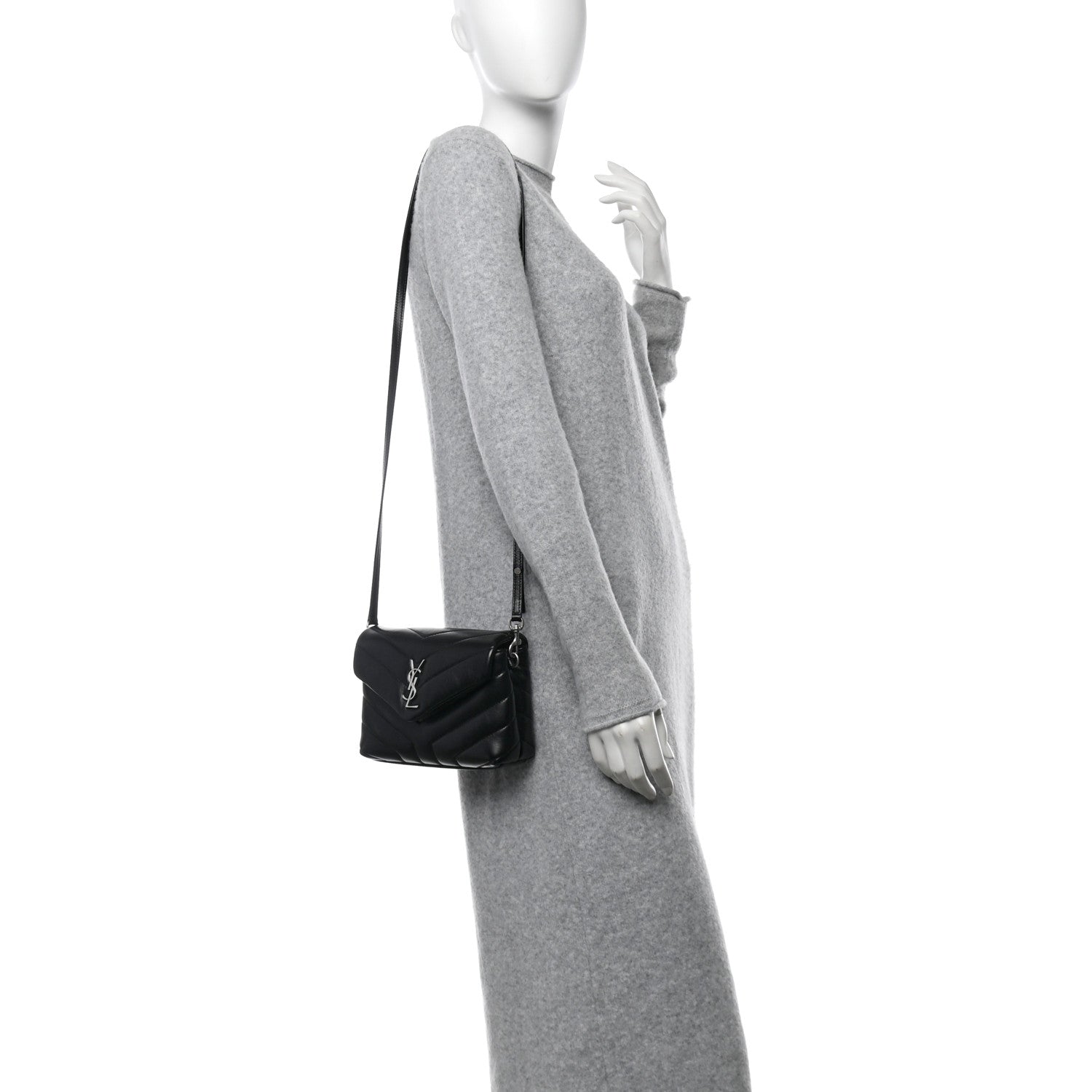 Saint Laurent Calfskin Y Quilted Monogram Toy Loulou Crossbody Bag Black 2 of 11
