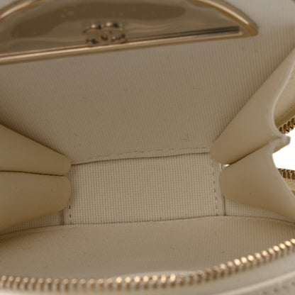 Chanel Caviar Quilted Round Handle With Care Vanity With Chain White 5 of 12