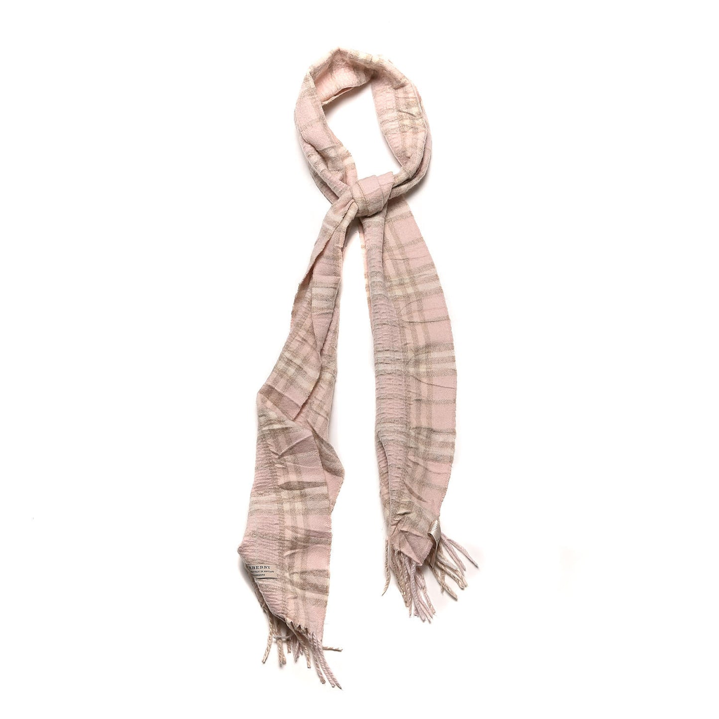 Cashmere Check Fringe Scarf Pink