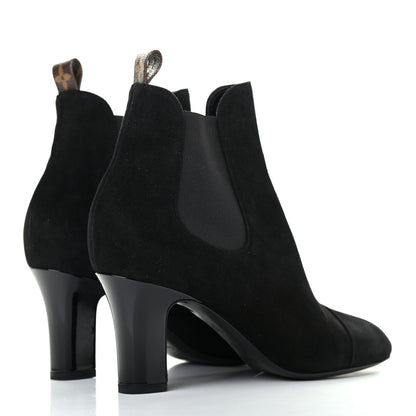Louis Vuitton Suede Monogram Uniformes Cap Toe Chelsea 75mm Ankle Boots 39 Black 4 of 7