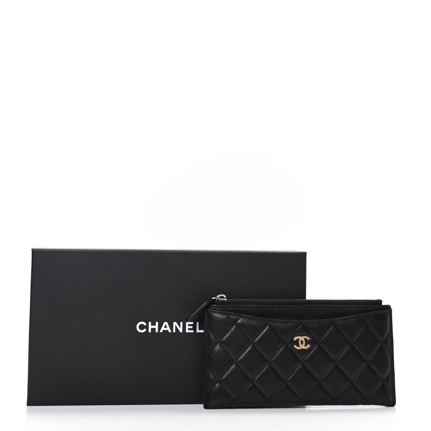 Chanel Lambskin Quilted Classic Zip Pouch Black 9 of 9