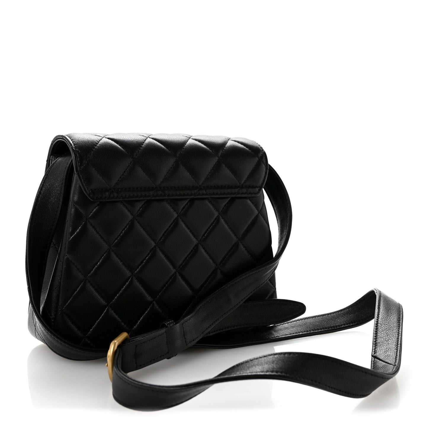 Lambskin Quilted Crossbody Flap Black