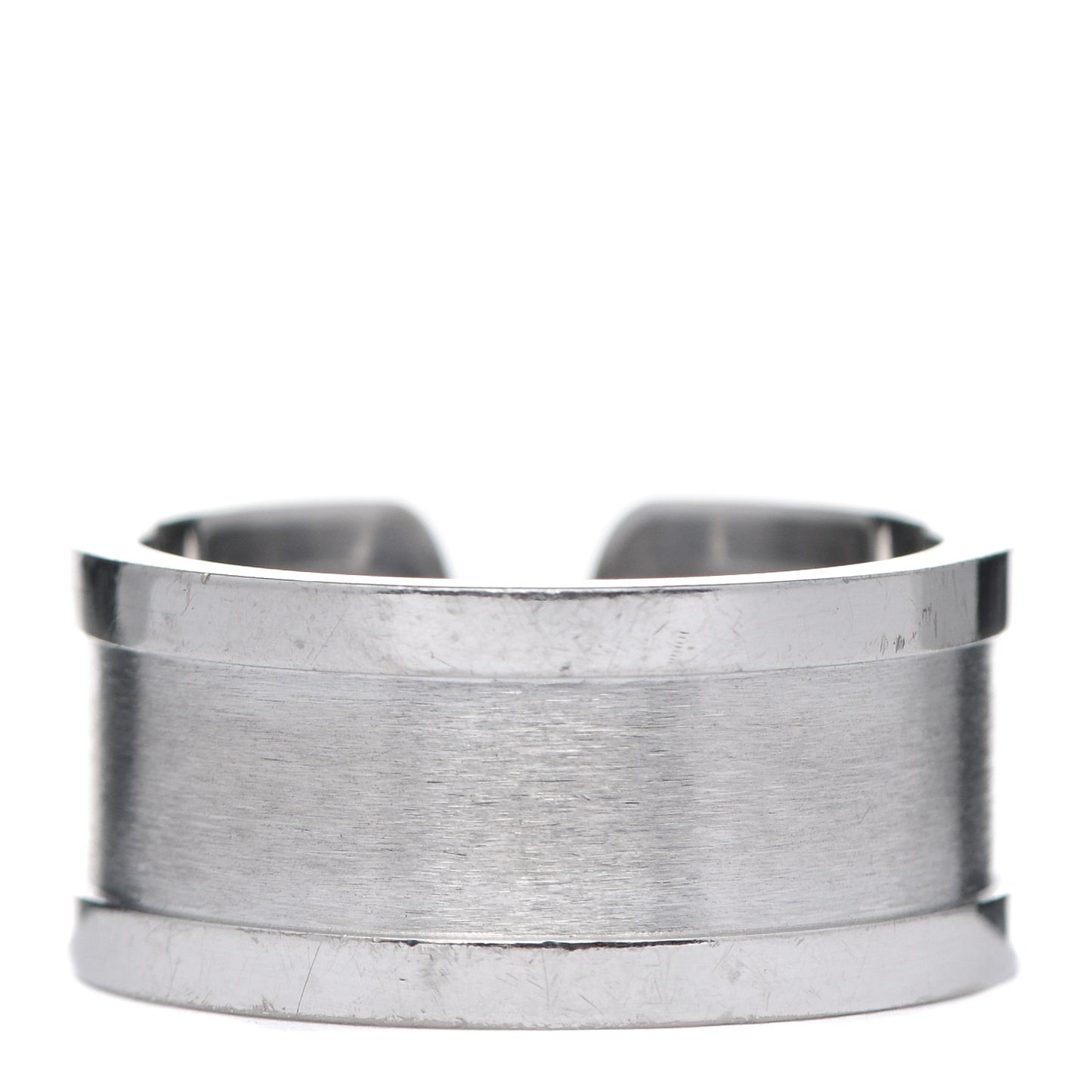 18K White Gold 10mm Logo De Cartier Ring 57 8
