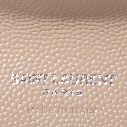 Saint Laurent Grain De Poudre Matelasse Chevron Small Monogram Envelope Wallet Dark Beige 7 of 9
