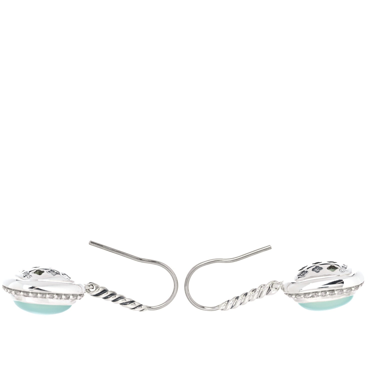 David Yurman Sterling Silver Diamond Blue Chalcedony Noblesse Drop Earrings 3 of 4