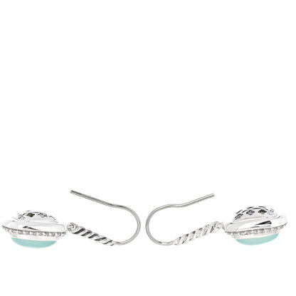 David Yurman Sterling Silver Diamond Blue Chalcedony Noblesse Drop Earrings 3 of 4