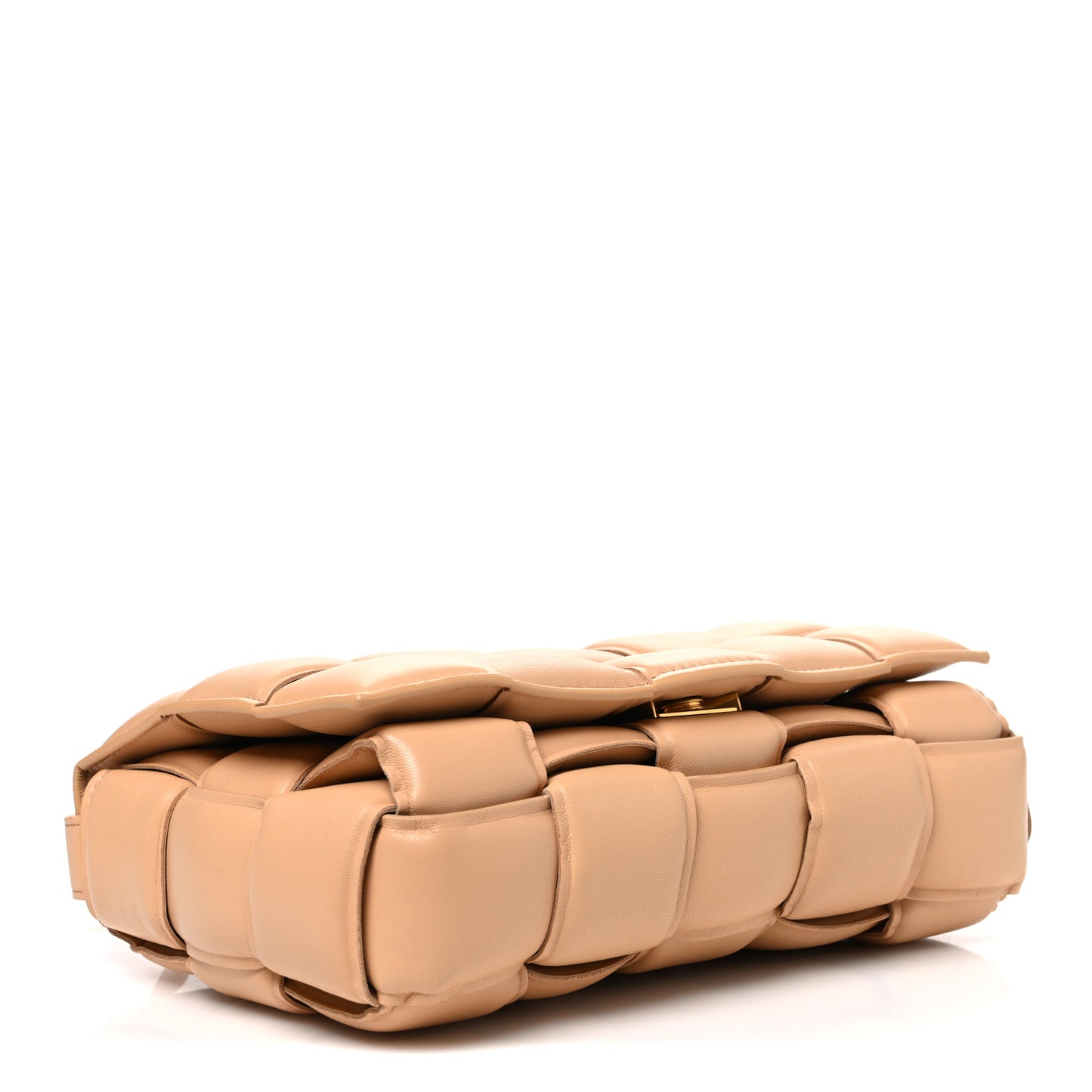 Nappa Maxi Intreccio Padded Cassette Crossbody Bag Almond
