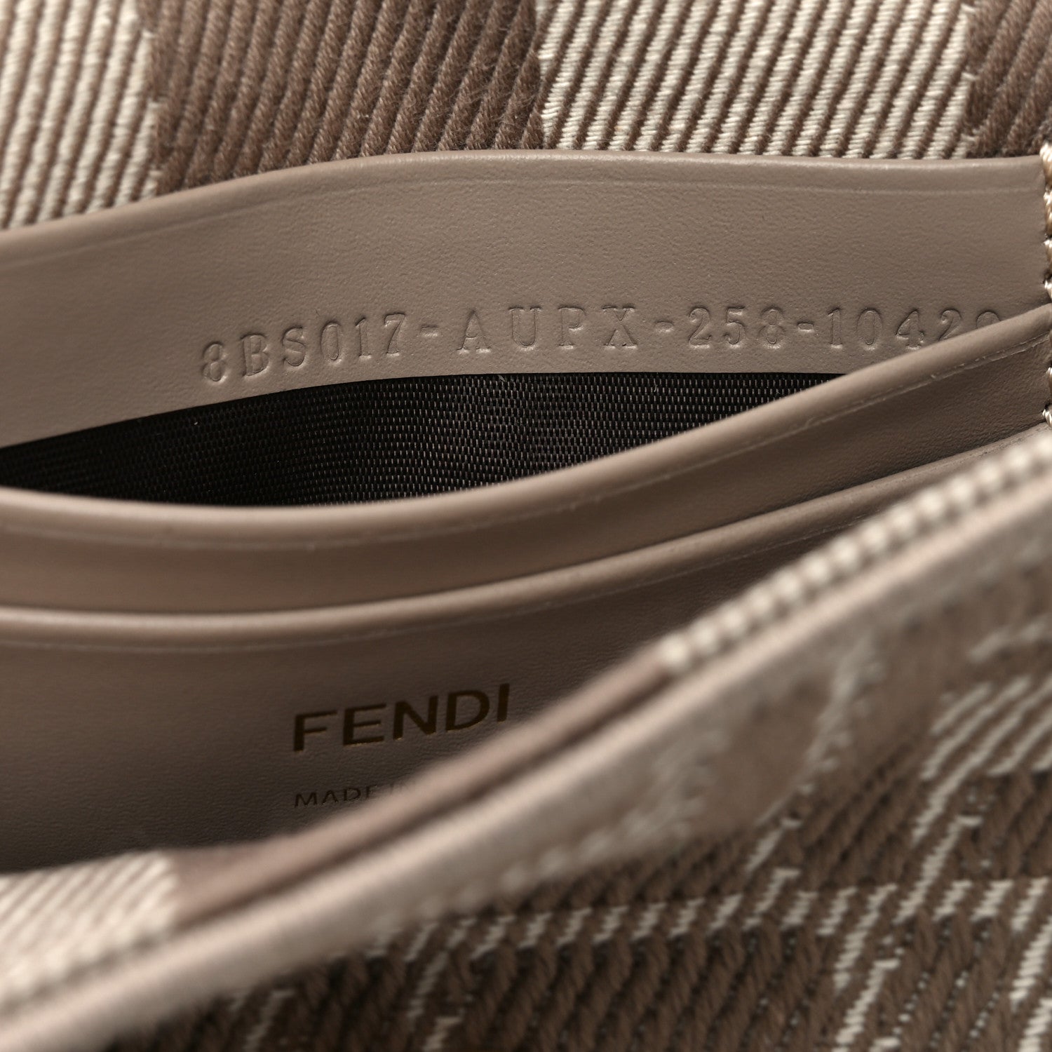 Fendi Denim Jacquard FF Effect Vitello Grace Mini Baguette Dove White Dove 7 of 11