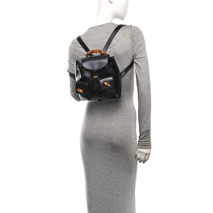 Gucci Calfskin Bamboo Backpack Black 2 of 10