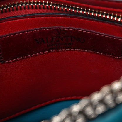 Valentino Garavani Velvet Medium Rockstud Spike Shoulder Bag Turquoise 5 of 12