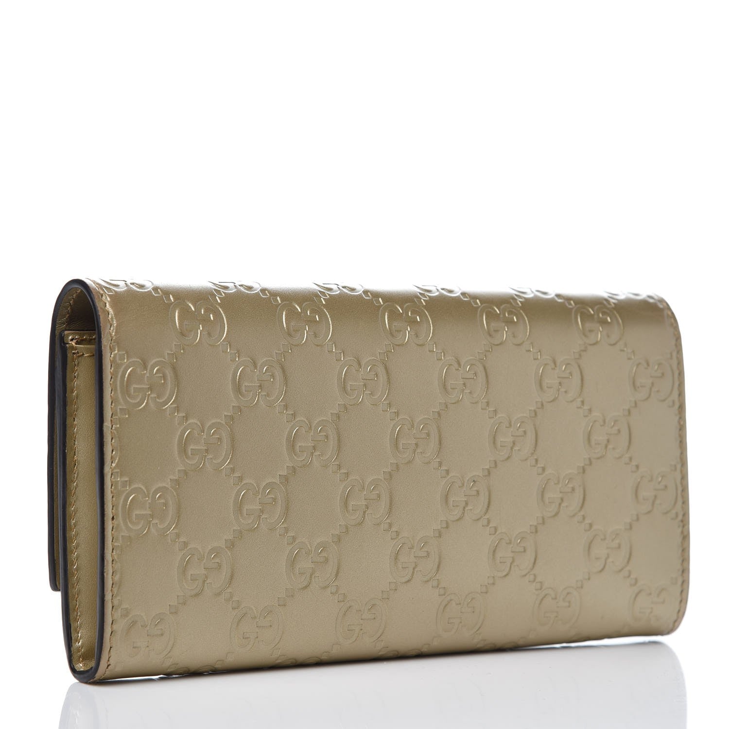 Gucci Metallic Guccissima Signature Bowy Continental Wallet Golden Beige 3 of 7