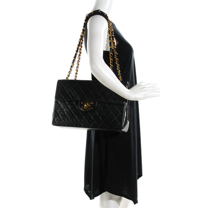 Chanel Lambskin Quilted XL Jumbo Single Flap Black 3 of 10