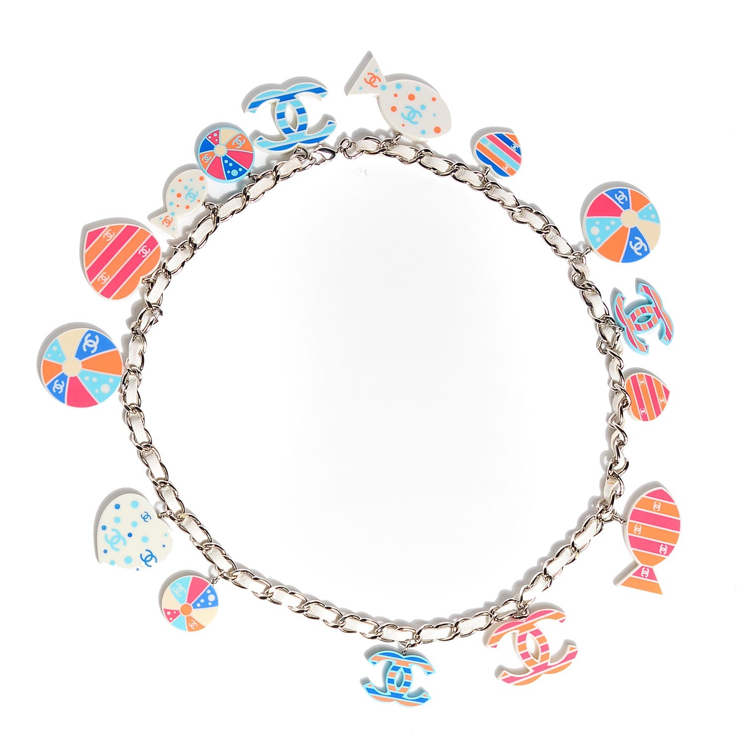 Chanel Acrylic CC Beach Charm Belt Silver 1 of 5