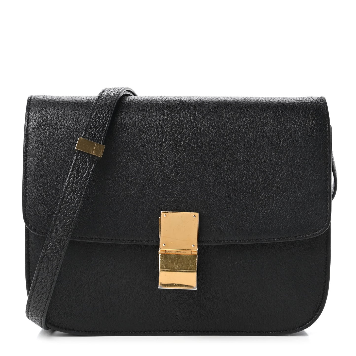 Goatskin Medium Classic Box Flap Bag Black
