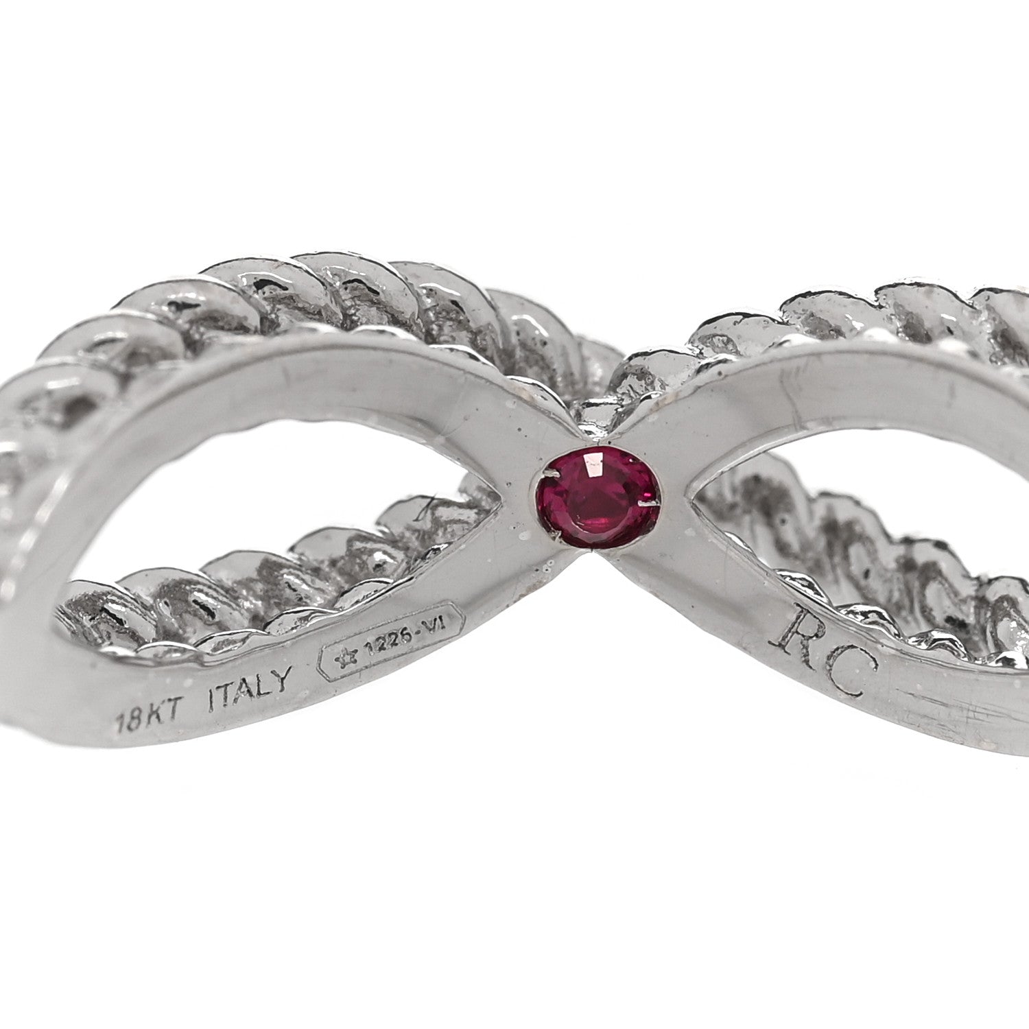 Roberto Coin 18K White Gold New Barocco One Row Braided Ring 50 5.5 4 of 4