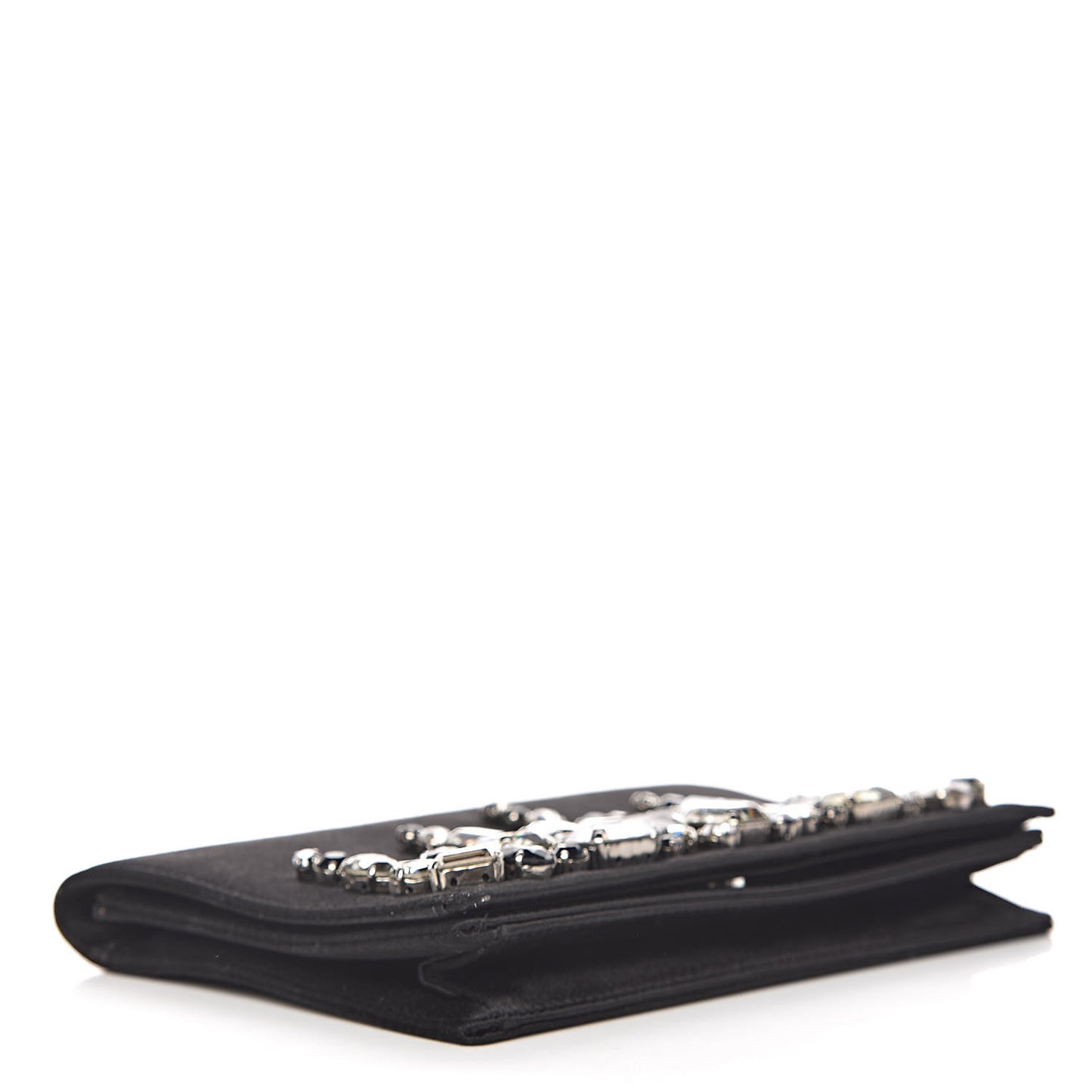Satin Crystal Clutch Black