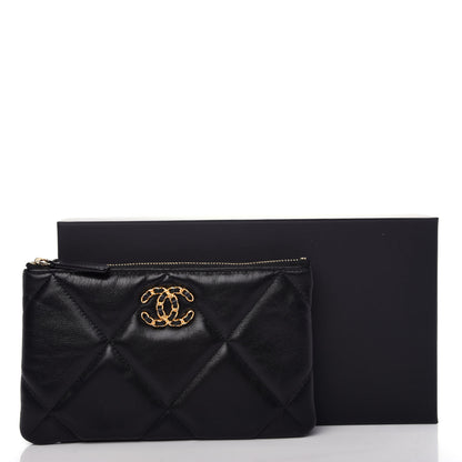 Chanel Shiny Goatskin Quilted Small Chanel 19 Pouch Black 8 of 8